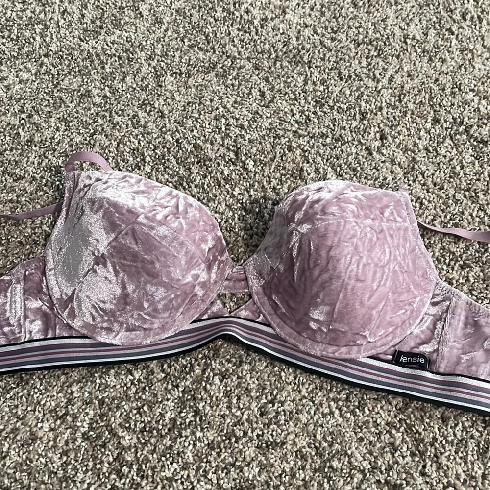 Purple velvet bra